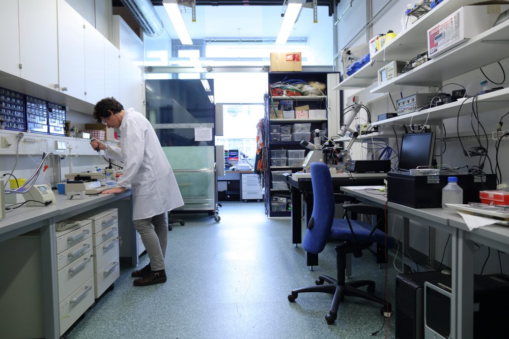 Researcher working in a university laboratory